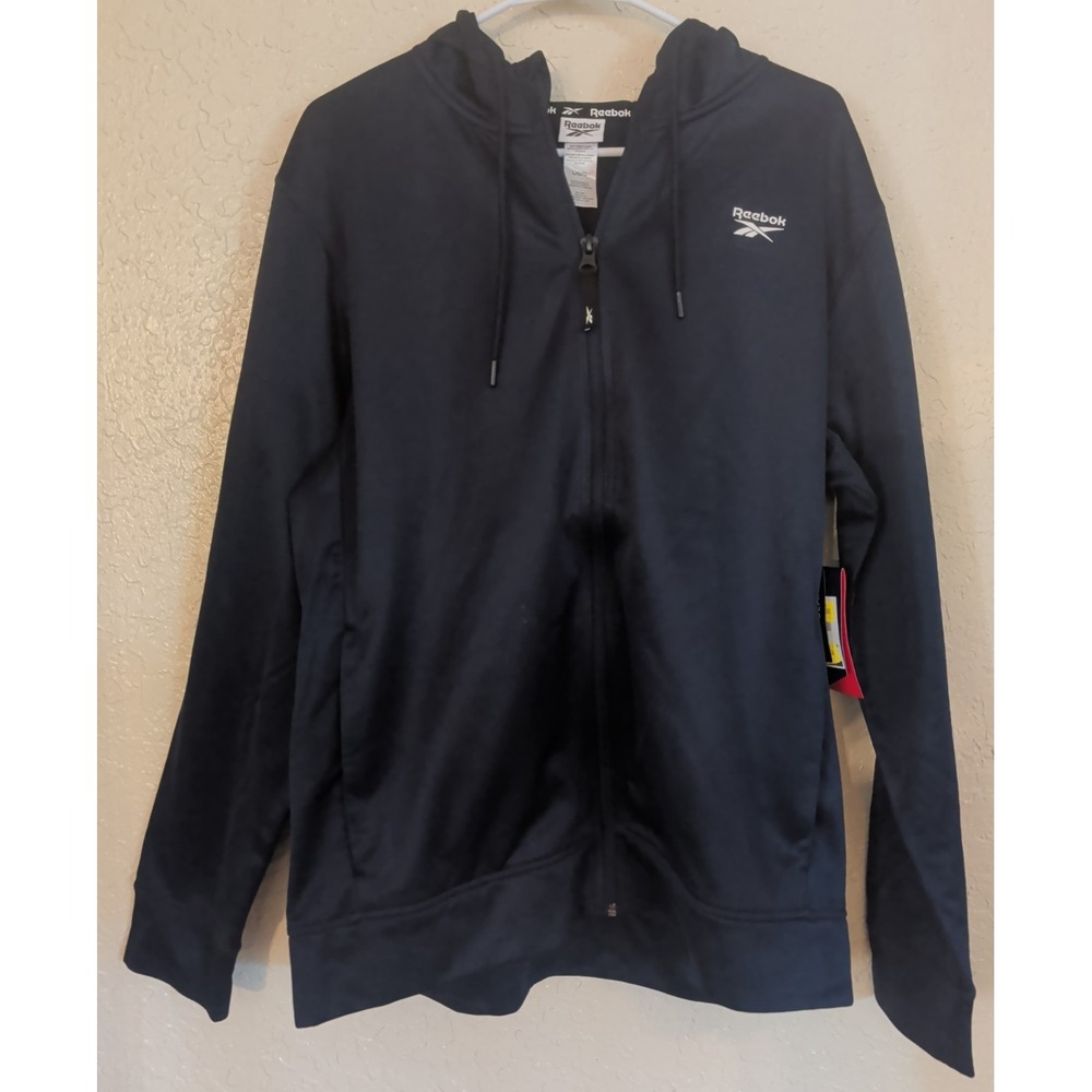 Reebok Mens Navy Hooded Full Zip Hoodie Jacket Size Large NEW